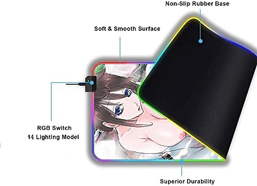 Fare altlığı Seksi Anime Kız RGB Dizüstü XXL Oyun Kilidi Masaüstü Mouse Pad LED PC Oyun Aksesuarları Arka Işık 24 inç x 12 inç