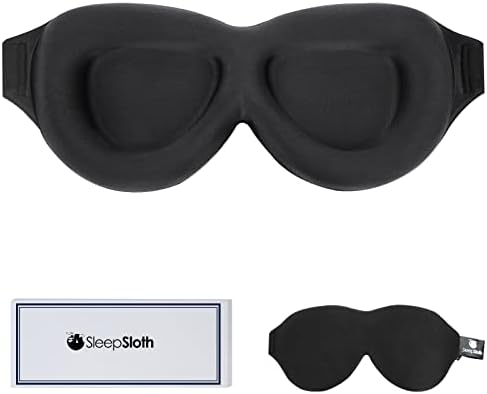 SleepSloth Uyku Göz Maskesi, 3D Konturlu %100 Karartma Göz Maskesi, Ayarlanabilir Kayışlı Uyku Maskesi, Kadın Erkek için Yumuşak