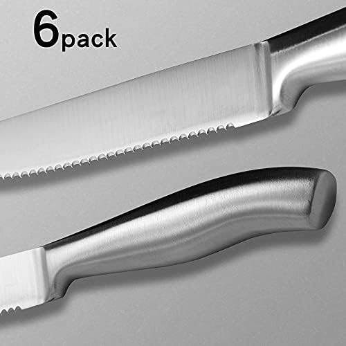 ISHETAO Biftek Bıçak Seti 6 Tırtıklı Paslanmaz Çelik, Bulaşık makinesinde yıkanabilir