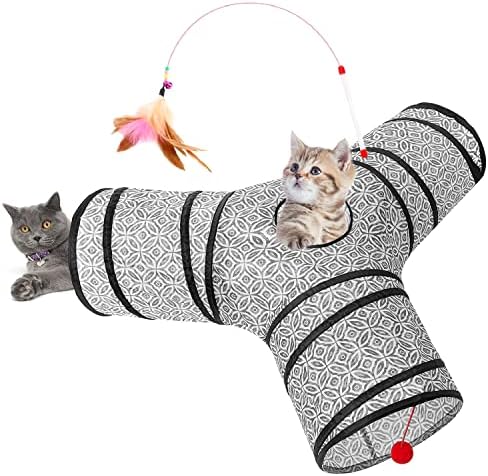 Tempcore Pet Kedi Tüneli Tüp Kedi Oyuncaklar 3 Yollu Katlanabilir, Kapalı Kediler için Kedi Tünelleri, Kitty Tünel Sıkılmış Kedi