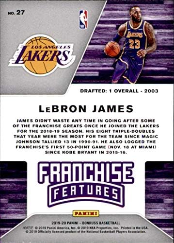 2019-20 Donruss Franchise Özellikleri 27 LeBron James Los Angeles Lakers NBA Basketbol Ticaret Kartı