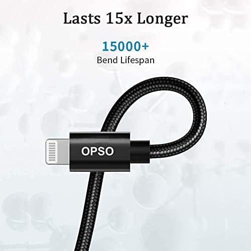 OPSO USB C Yıldırım Kablosu Naylon Örgülü 20 cm Kısa + iphone şarj cihazı kablosu 3 M / 10 ft [Apple MFi Sertifikalı] Uyumlu