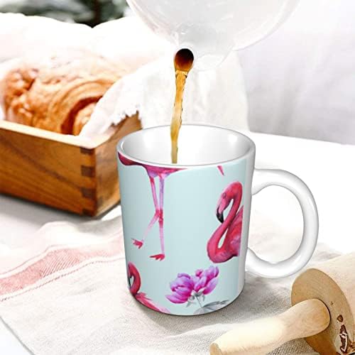 Seramik Kahve Fincanları Ofis Ve Ev Kullanımı İçin Baskılı Pembe Flamingolar İle 11 Oz Su Şişeleri Kolu İle, Kupa Hediye Seti