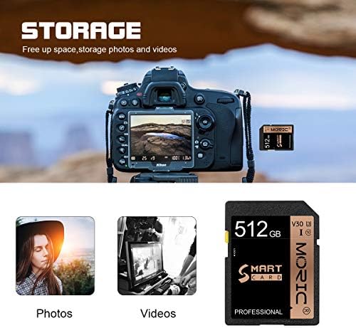 512 GB SD Kart Hafıza Kartı Yüksek Hızlı Güvenlik Dijital Flash Bellek Kartı SDXC Sınıf 10 için Kamera, Kameramanların ve Vloggers
