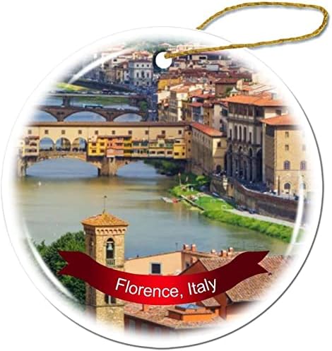 Fhdang Dekor Floransa, İtalya Noel Süs Porselen Çift Taraflı Seramik Süsleme, 3 İnç