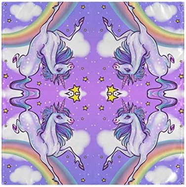 ALAZA Sihirli Unicorn ile Gökkuşağı Kıllar Bez Peçeteler Yemeği Peçeteler 1 Parça,kullanımlık Masa Peçeteler Yıkanabilir Polyester
