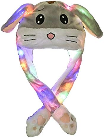 Sevimli tavşan şapka ile hareketli kulaklar için Led ışık ile Kadın Çocuk Parti Noel Komik tavşan şapka Yumuşak Atlama hayvan