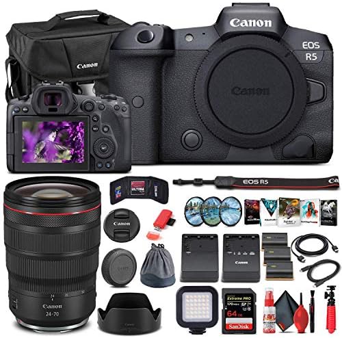 Canon EOS R5 Aynasız Dijital Fotoğraf Makinesi (Sadece Gövde) (4147C002) + Canon RF 24-70mm Lens + 64GB Hafıza Kartı + Kılıf