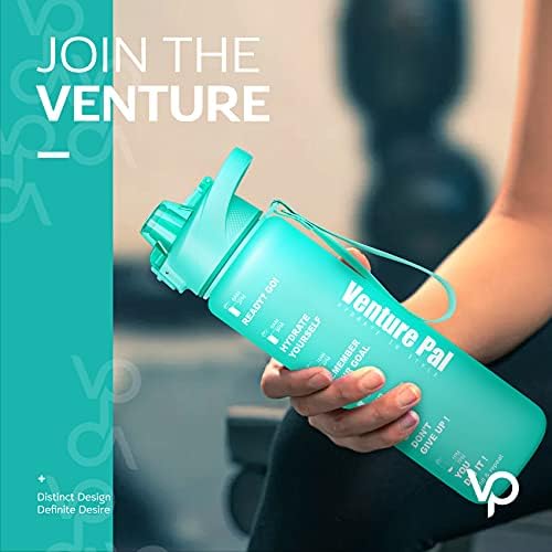 Venture Pal 32oz Motivasyonel Sevimli Su Şişesi, Zaman İşaretçisi ve Çıkarılabilir Süzgeçli, Sızdırmaz Hızlı Akışlı BPA İçermeyen