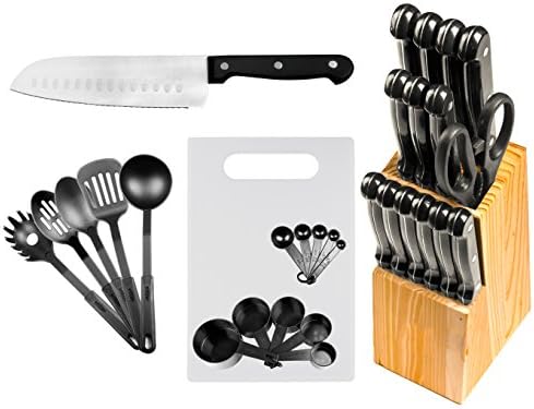 29 Adet Şefin Mutfak Bıçağı Seti w/Blok - Paslanmaz Çelik Çatal Bıçak Takımları-Pişirme Bıçakları ve Mutfak Eşyaları