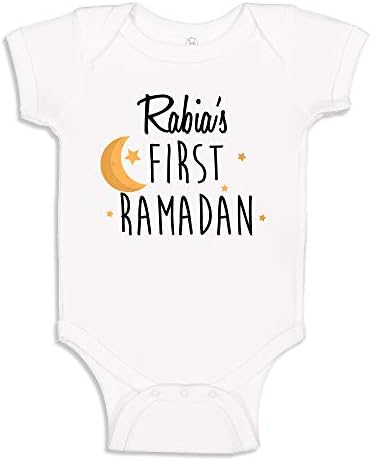 Benim İlk Ramazan Özel Ad Bebek Bodysuit Kişiselleştirilmiş İslam Eid Tek Parça