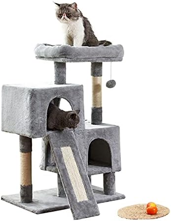 Kedi Ağacı Kedi Kulesi, Tırmalama Tahtası ile 34.4 inç Kedi Ağacı, 2 Lüks Kınamak, Kedi Aktivite Ağaçları, Sağlam ve Montajı