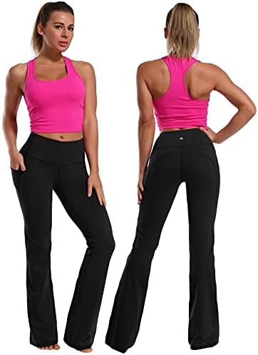 BUBBLELİME 29/31/33/35 Kadınlar Uzun Bootleg Yüksek Bel Yoga Pantolon Dışarı Cepler Karın Kontrol Egzersiz Bootcut Flared Tayt