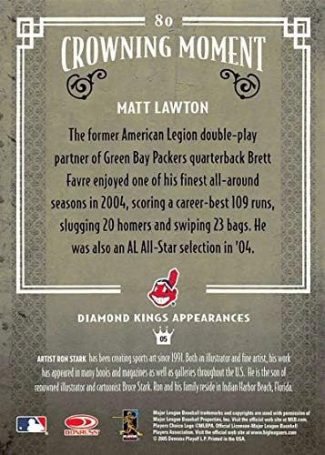 2005 Donruss Diamond Kings Challenge Beyzbol 80 Matt Lawton Cleveland Indians Playoff'tan Resmi MLB Ticaret Kartı