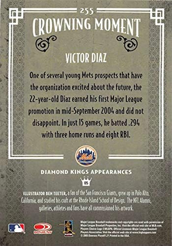 2005 Donruss Diamond Kings Challenge Beyzbol 255 Victor Diaz New York Mets Resmi MLB Ticaret Kartı Playoff'tan