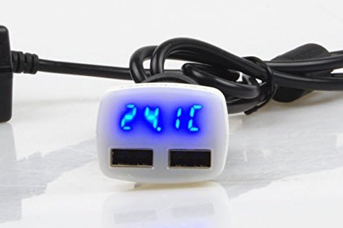 KNACRO 4 in 1 Araç Şarj 3.1 A Çift USB Şarj Gerilim Ekran Akım Izleme Araç Sıcaklık Izleme Beyaz Vücut Mavi Led Ekran