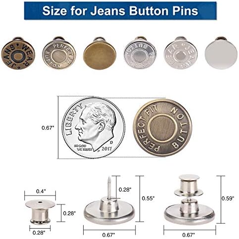 12 ADET Kot Düğme Pimleri Klipler, labato Hiçbir Dikiş Metal Düğme Pimleri Değiştirmeleri Herhangi Bir Pantolon için mükemmel