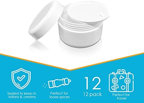 Houseables Beyaz Kavanoz Losyon Kabı, 4 Oz, 118 ML Gram Kapasite, 12 adet, Plastik, BPA İçermez, Tek Cidarlı, Çıkarılabilir İç