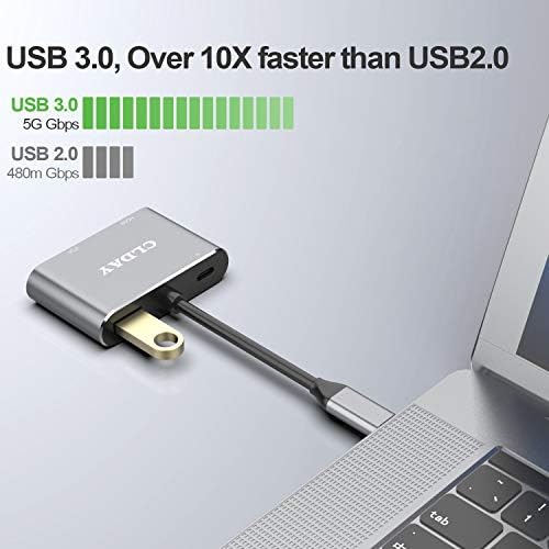 USB C 4 K HDMI VGA Adaptörü CLDAY 4-in-1 Hub USB 3.0 OTG Şarj Güç PD Bağlantı Noktası için Uyumlu MacBook Pro / Dell XPS / Samsung