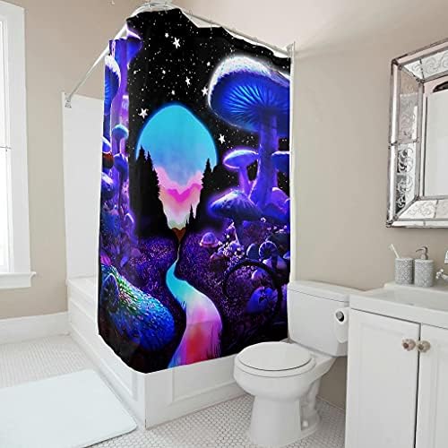 Duş Perdesi Psychedelic Mantar Polyester Banyo duş perdesi Astar Takviyeli Metal Grommets Banyo Dekor Aksesuarları Ağırlıklı