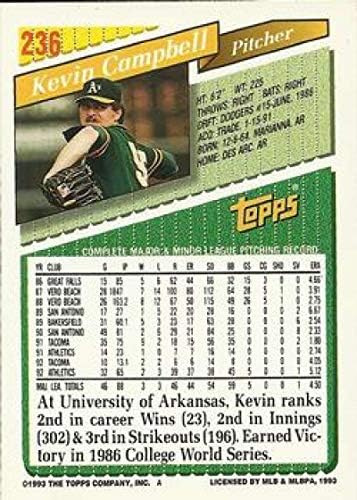 1993 Topps Altın Beyzbol 236 Kevin Campbell Oakland Atletizm Topps Şirketinden Resmi MLB Ticaret Kartı