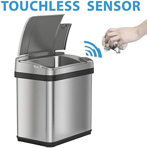 AbsorbX Koku Filtresi ve Kokulu SensorCan Sensörlü Çöp Kutusu, Fotoselli Otomatik Çöp Kutusu, Banyo ve Ofis için Mükemmel, Paslanmaz
