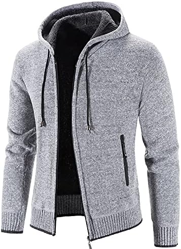 WYBAXZ Uzun Kollu Kapüşonlu Ceket Kış Sıcak Polar Astarlı Düz Renk Fermuar Outcoat Casual İpli Dış Giyim ıle Cep