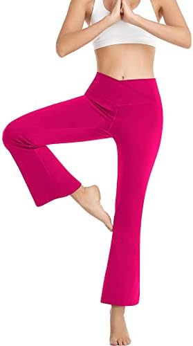 CATTYKEN Yüksek Belli Pantolon Kadınlar için-4 Yönlü Streç Rahat Olmayan See-Through Bootcut Yoga takım elbise pantalonları Ter