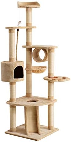 AO Çok Seviyeli Kedi Ağacı Kınamak, 72 İnç Kedi Kulesi Yavru Aktivite Merkezi ile Sarkan Fareler Oyuncaklar, Merdivenler, Tırmalama