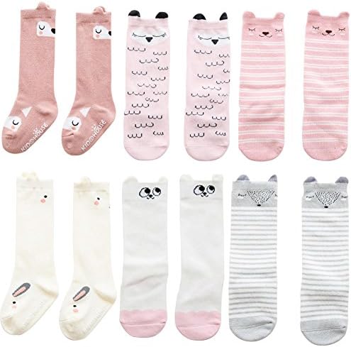 Unisex Bebek Diz Yüksek Çorap Tüp Çorap Bebek Emekleme Diz Pedleri 0-3 Ay Uzun Çorap Kızlar İçin 6 Pairs