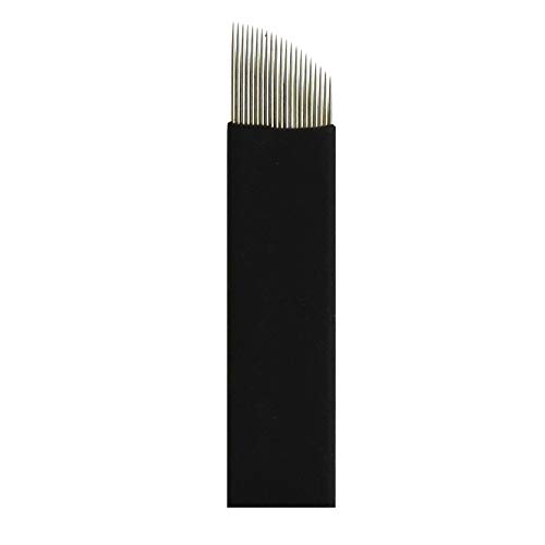 50 ADET Siyah S9 Eğimli Kaş Dövme İğneler Kalıcı Makyaj Manuel Microblading 9 Pins 0.18 mm Finest İğneler Tek Kullanımlık (S9)