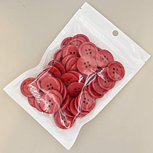 25mm Plastik Düğmeler Kırmızı Flatback Dikiş Ceket Tamir için 4 Delik Düğmeleri, DIY El Sanatları için 1 İnç Reçine Düğmesi çocuk