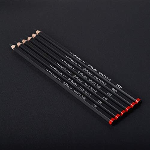 Pasler mat kroki çizim kalem seti sanatçı kalite karbon blend kalem seti 6 sayısı dahil (2B,4B,6B,8B,10B,16B) jet siyah sonuçlar