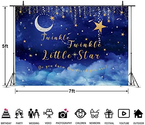 Imırell Gece Gökyüzü Yıldız Zemin 7 W X 5 H Ayak Mavi Twinkle Twinkle Küçük Yıldız Ay Bebek Duş Doğum Günü Fotoğraf Arka Fotoğraf