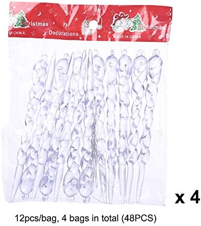 Liangxiang 48 PCS Temizle Saçağı Süsler, Noel Cam Saçağı Kış Dekorasyon Dişli Buz Şerit Ağacı Dekoratif Asma için Noel Ağacı,