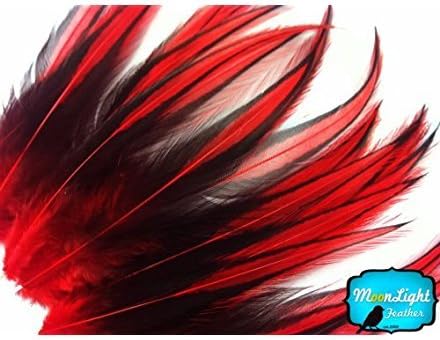 10 Parça - Kırmızı Güpürlü 4-7 Uzun Horoz Cape Tüyler Fly Bağlama Mezgit BLW Horoz Eyer / Mehtap Tüy