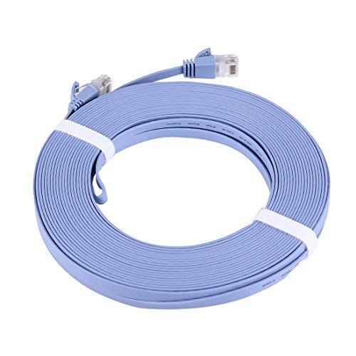Chenyouwen Ağ Aksesuarları LAN Kablosu Araçları CAT6 Ultra-İnce Düz Ethernet Ağ LAN Kablosu, Uzunluk: 15 m (Mavi)