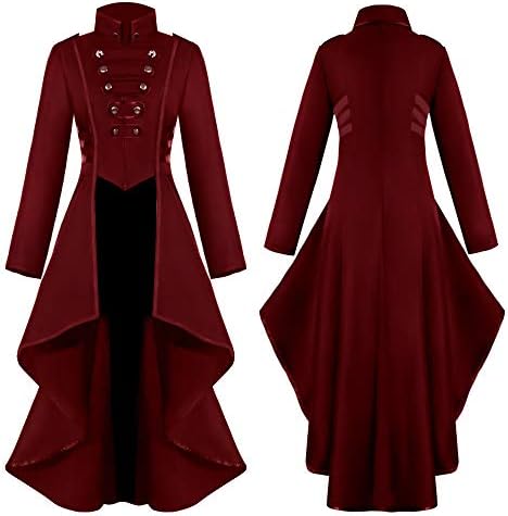 Kadın Gotik Koyu Kostüm Uzun Kollu Balıkçı Yaka Düğmeli Tailcoat Katı Artı Boyutu Sonbahar Ceket Üst