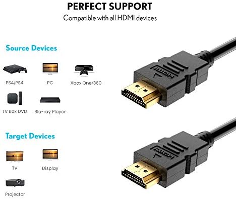 4K HDMI Kablosu 10ft - Maya Ultra HD Yüksek Hızlı 18Gbps HDMI 2.0 Kablosu-HDR10 4:4:4 HDCP 2.2 ve 2.3 Xbox PS4 PS5 Apple TV ile