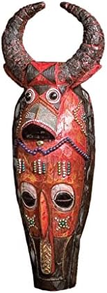 Kongo Cape Buffalo Duvar Heykellerinin Tasarım Toscano Maskeleri, woodtone