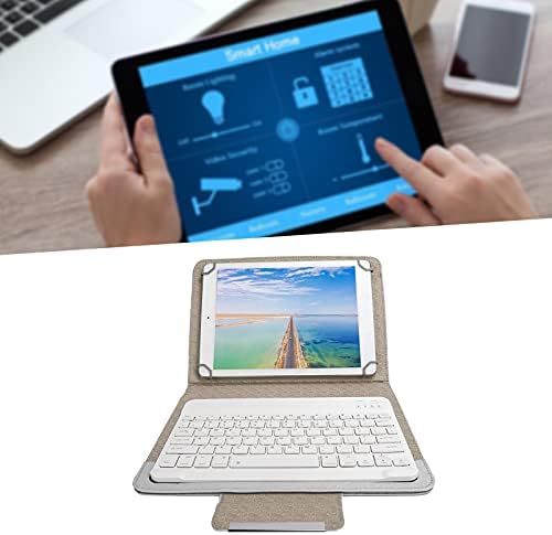 01 02 015 Tablet Koruyucu, USB Şarj Tablet Kapak Seti Toz Geçirmez Koruma için Klavye ile(10 inç Beyaz Deri kılıf + Beyaz Klavye)