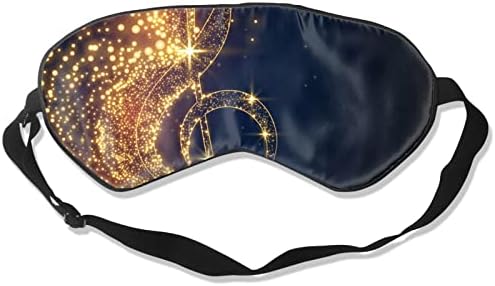 Altın Nota Düşmüş Parlak Yıldız Uyku Göz Maskesi Erkekler Kadınlar için Göz Kapağı Körü Körüne geceleri-Ayarlanabilir Kafa Bandı