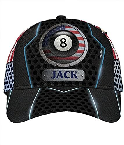 Kişiselleştirilmiş Bilardo Klasik Kap Metal Daire Topu Desen Siyah CapClassic Kap beyzbol şapkası Erkekler için Kap Ayarlanabilir