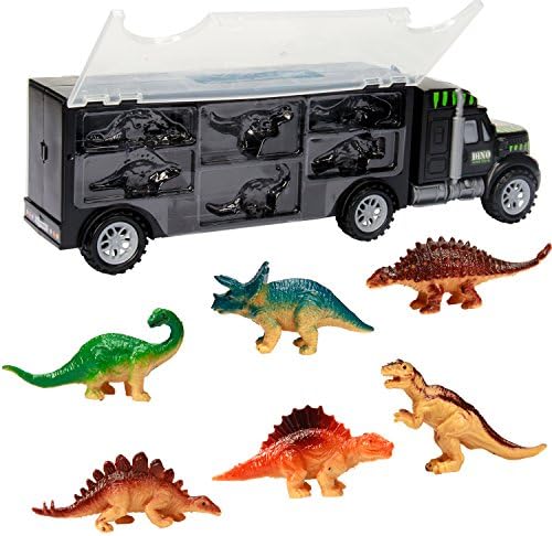 Oumoda Dinozor Kamyon, Taşıma Araba Taşıyıcı Kamyon Oyuncak ile 6 Dinozorlar Oyuncaklar İçinde ve 10 Dinozor Pullar, Hediyeler
