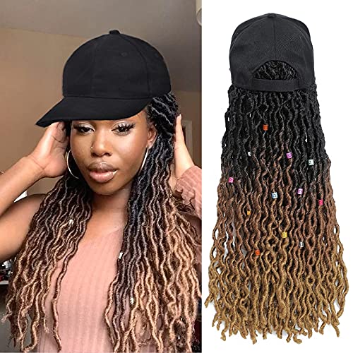 Sahte Locs Tığ örgü saç, siyah kadınlar için Tığ saç beyzbol şapkası Şapka Saç Uzantıları ile Peruk Saç, Kadınlar için saç Uzantıları