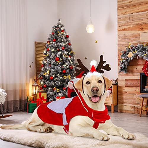 2 Parça Pet Köpek Noel Kostüm Köpek Noel Baba Sürme Kostüm ve Köpek Ren Geyiği Boynuz Kafa Pet Elk Şapkalar Aksesuarları Komik