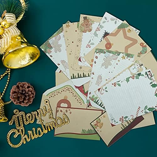 SCStyle Noel Sabit Kağıt ve Zarf Seti 72 Adet(24 Adet Noel Tasarım Sevimli Zarflar+48 Yaprak Noel Sabit Yazıcı Kağıdı İçerir)Su