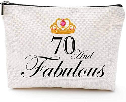 Kadınlar için eğlenceli 70. Doğum Günü Hediyeleri-70 ve Muhteşem-Makyaj Seyahat Çantası, Makyaj Çantası Hediyeleri