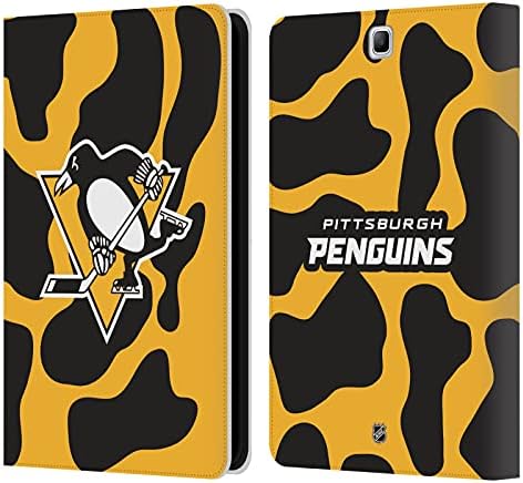 Kafa Durumda Tasarımlar Resmen Lisanslı NHL İnek Desen Pittsburgh Penguins Deri Kitap Cüzdan Kılıf Kapak Samsung Galaxy Tab ile