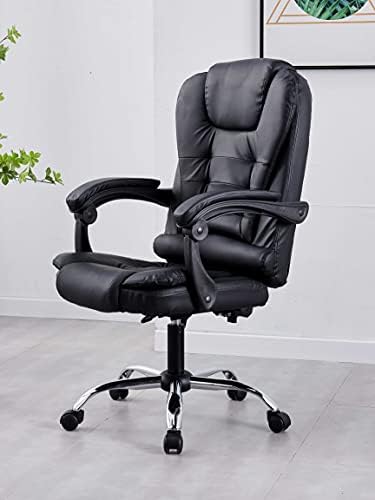 Santoll Yüksek Arka Ofis Koltuğu Yastıklı Kolçaklı Ayarlanabilir Ergonomik Masa Sandalyesi, Bel Desteği ile Yönetici PU Deri